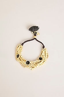 Gold Finish Black Stone Bracelet