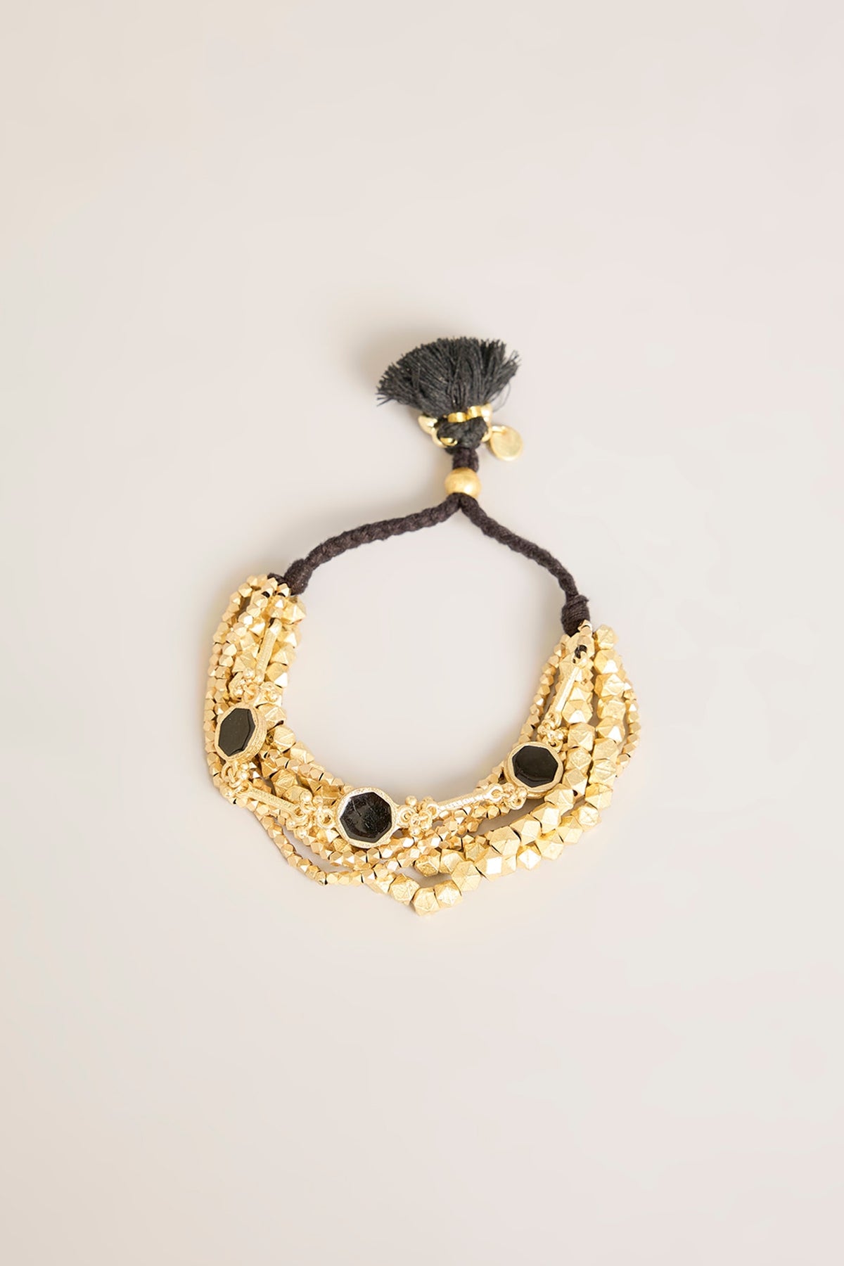 Gold Finish Black Stone Bracelet