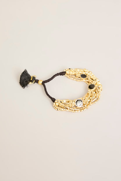 Gold Finish Black Stone Bracelet