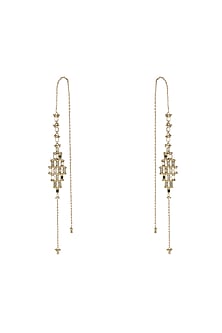 Gold Finish Mirror Dangler Earrings