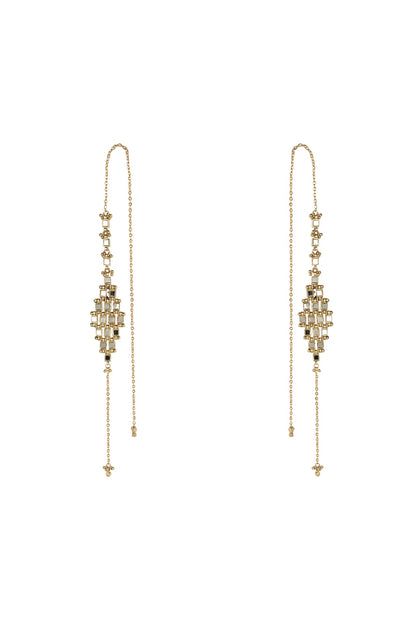 Gold Finish Mirror Dangler Earrings