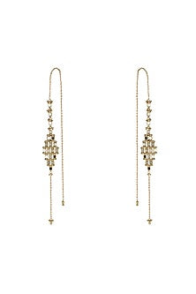 Gold Finish Mirror Dangler Earrings