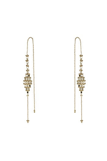 Gold Finish Mirror Dangler Earrings