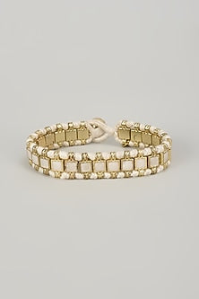 Gold Finish White Stone Bracelet