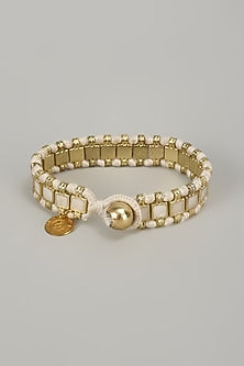 Gold Finish White Stone Bracelet