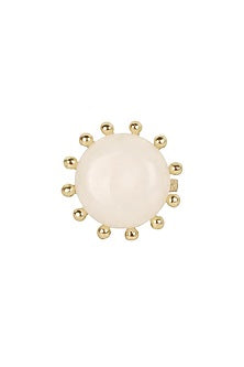 Gold Finish White Freshwater Pearl Adjustable Ring