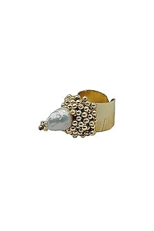 Gold Finish Freshwater Pearl Ring