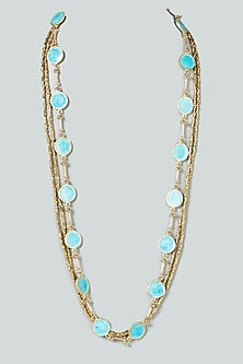 Gold Finish Turquoise Long Necklace