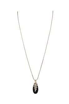 Gold Finish Semi-Precious Stone Pendant Necklace