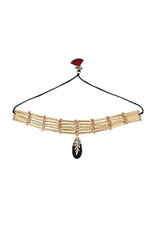 Gold Finish Semi-Precious Stone Choker Necklace