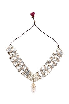 Gold Finish Semi-Precious Stone Choker Necklace