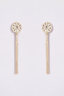 Gold Finish Saar Fringe Dangler Earrings