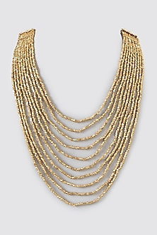 Gold Finish Cotton Thread Layered Necklace