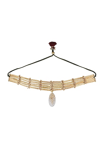 Gold Finish Semi-Precious Stone Choker Necklace