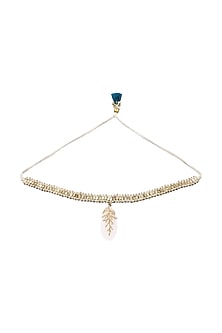 Gold Finish White Quartz Leaf Choker Necklace