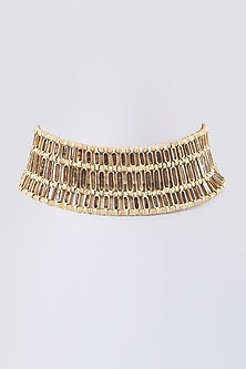 Gold Finish Reversible Layered Choker Necklace