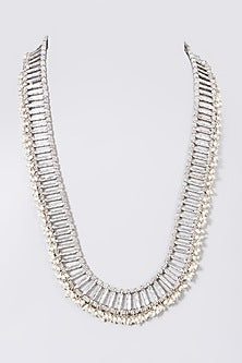 Silver Finish Reversible Long Necklace