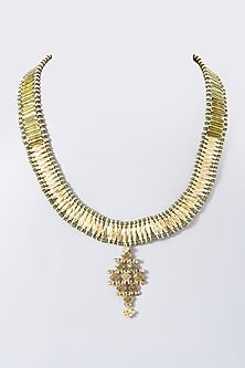 Gold Finish Enameled Reversible Long Necklace