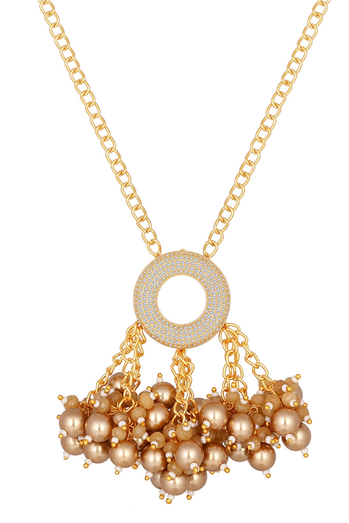 Cubic Zirconia & Shell Pearls Necklace 
