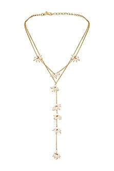 Gold Finish Pearl Long Necklace