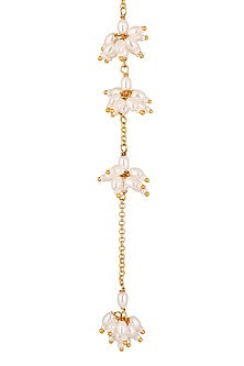 Gold Finish Pearl Long Necklace