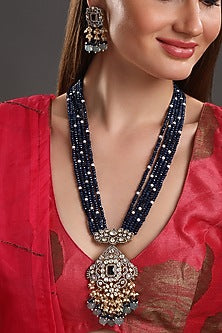 Two-Tone Finish Kundan Polki & Agate Long Necklace Set