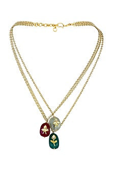 Micro Gold Finish Kundan Polki & Agate Long Necklace