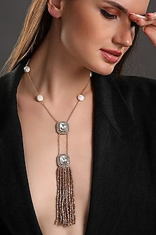 Two-Tone Finish Kundan Polki & Agate Long Necklace