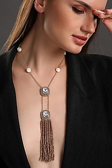 Two-Tone Finish Kundan Polki & Agate Long Necklace
