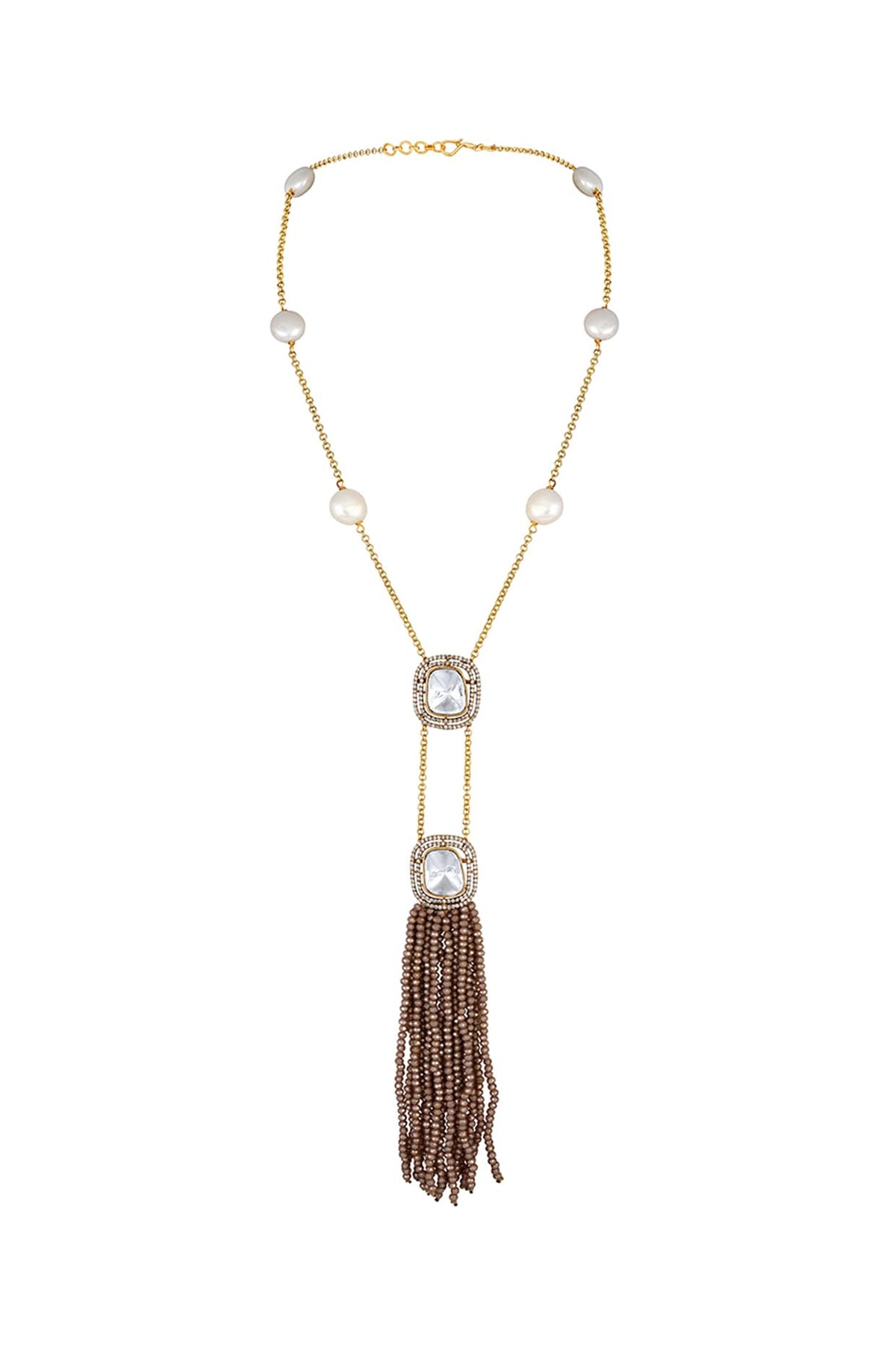 Two-Tone Finish Kundan Polki & Agate Long Necklace