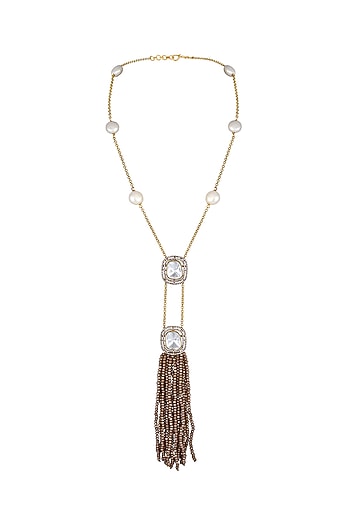 Two-Tone Finish Kundan Polki & Agate Long Necklace