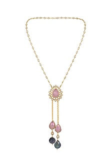 Micro Gold Finish Kundan Polki & Agate Long Necklace