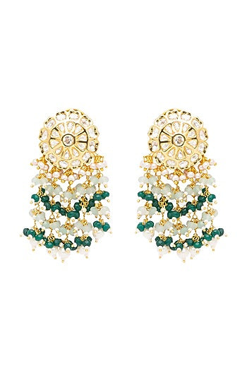 Gold Finish Agates Earrings