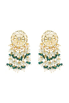Gold Finish Agates Earrings