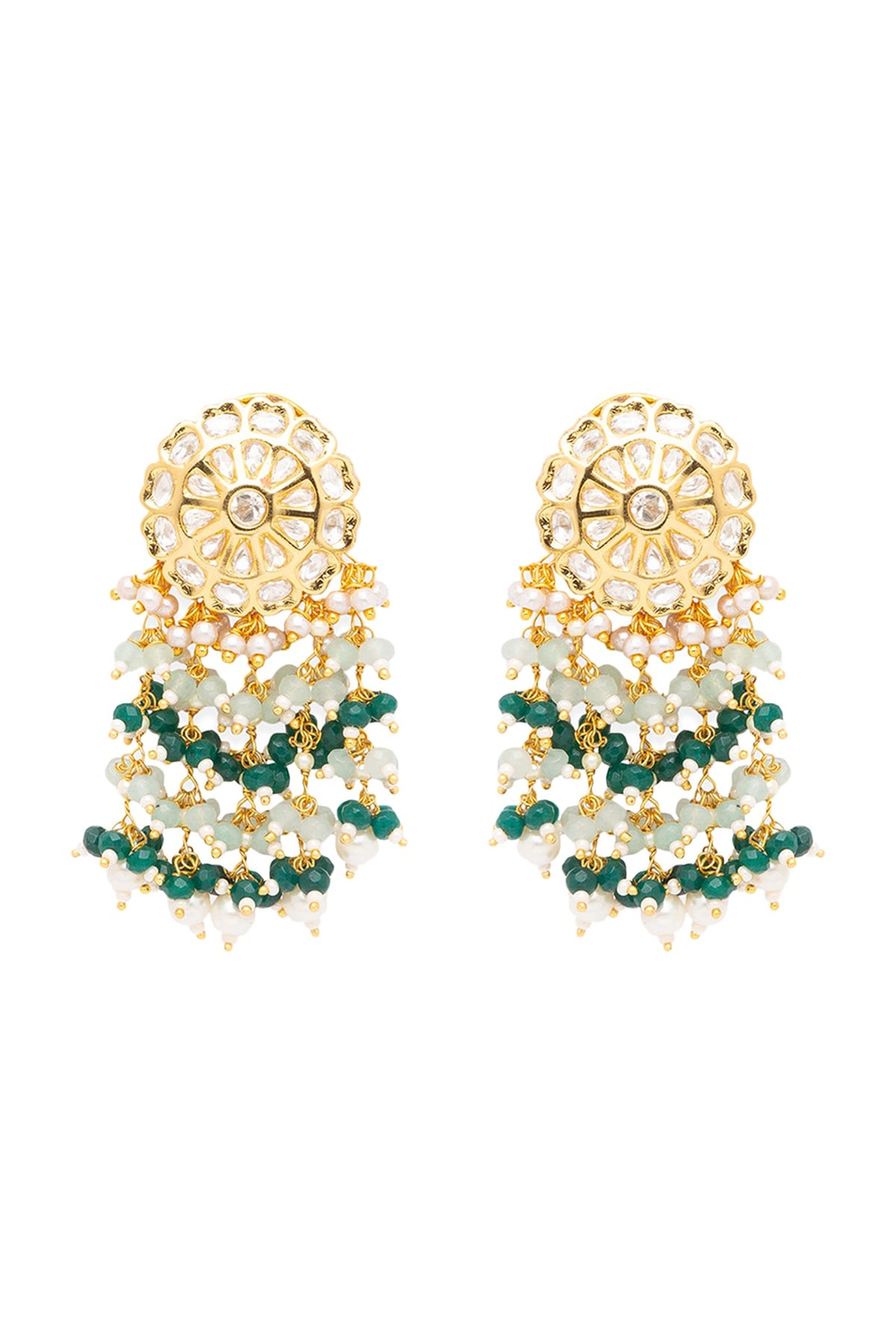 Gold Finish Agates Earrings