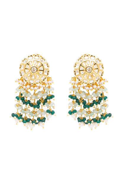 Gold Finish Agates Earrings