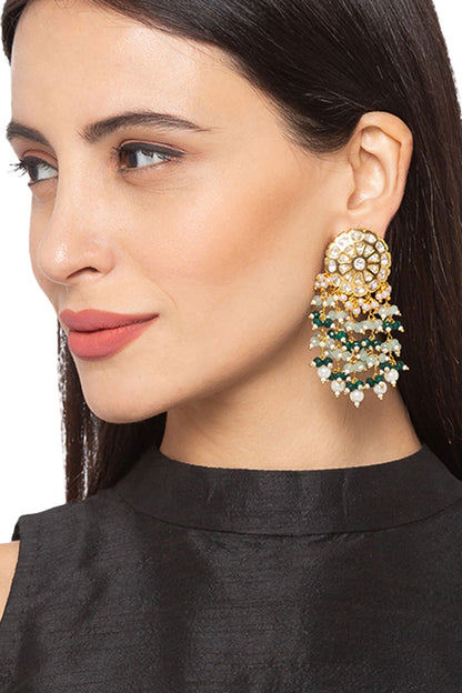 Gold Finish Agates Earrings