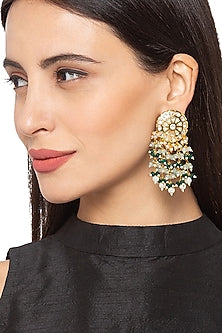 Gold Finish Agates Earrings