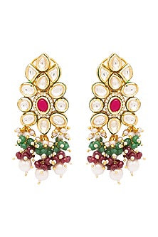 Gold Finish Pearl & Kundan Earrings
