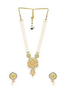Gold Finish Long Necklace Set