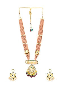 Gold Finish Kundan & Bead Necklace Set