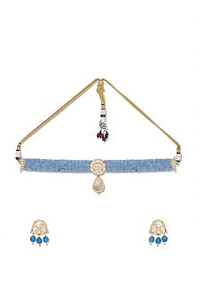 Gold Finish Agate Handcrafted Choker Necklace Set