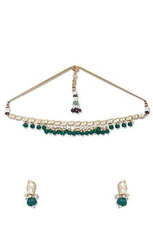 Gold Finish Handcrafted Agate Choker Necklace Set