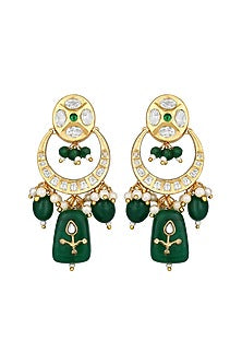 Micro Gold Finish Kundan Polki & Onyx Long Necklace Set