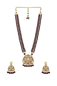 Micro Gold Finish Agate Long Necklace Set