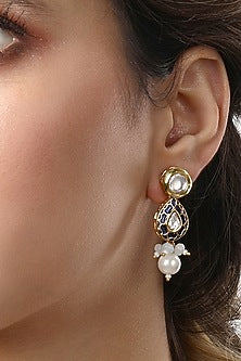 Micro Gold Finish Agate & Onyx Long Necklace Set