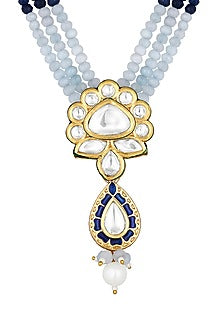Micro Gold Finish Agate & Onyx Long Necklace Set