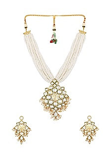 Micro Gold Finish Kundan Polki & Agate Choker Necklace Set