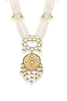 Micro Gold Finish Kundan Polki & Agate Long Necklace Set