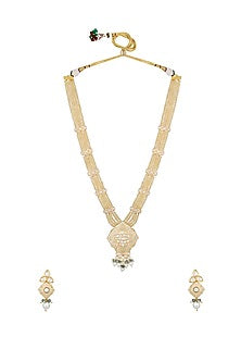 Micro Gold Finish Agate Long Necklace Set